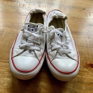 White Converse Slipons